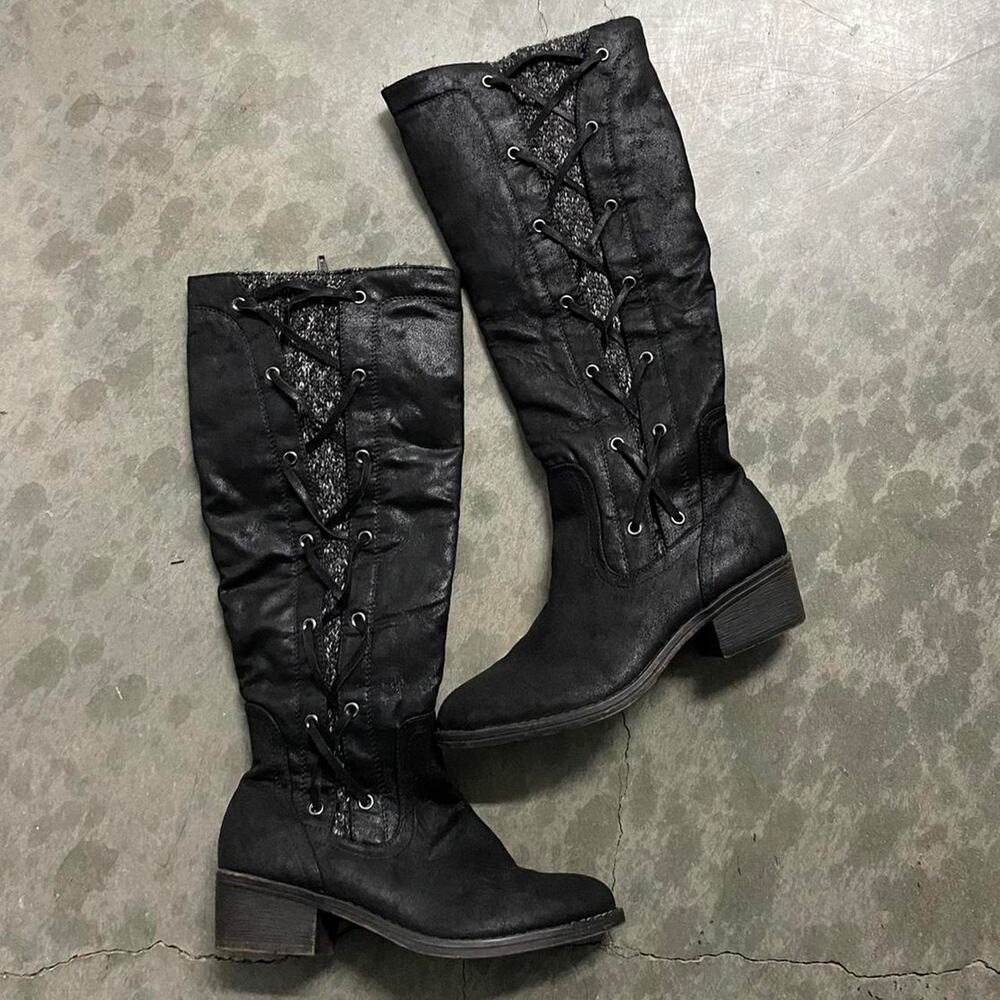 Black knee high boots